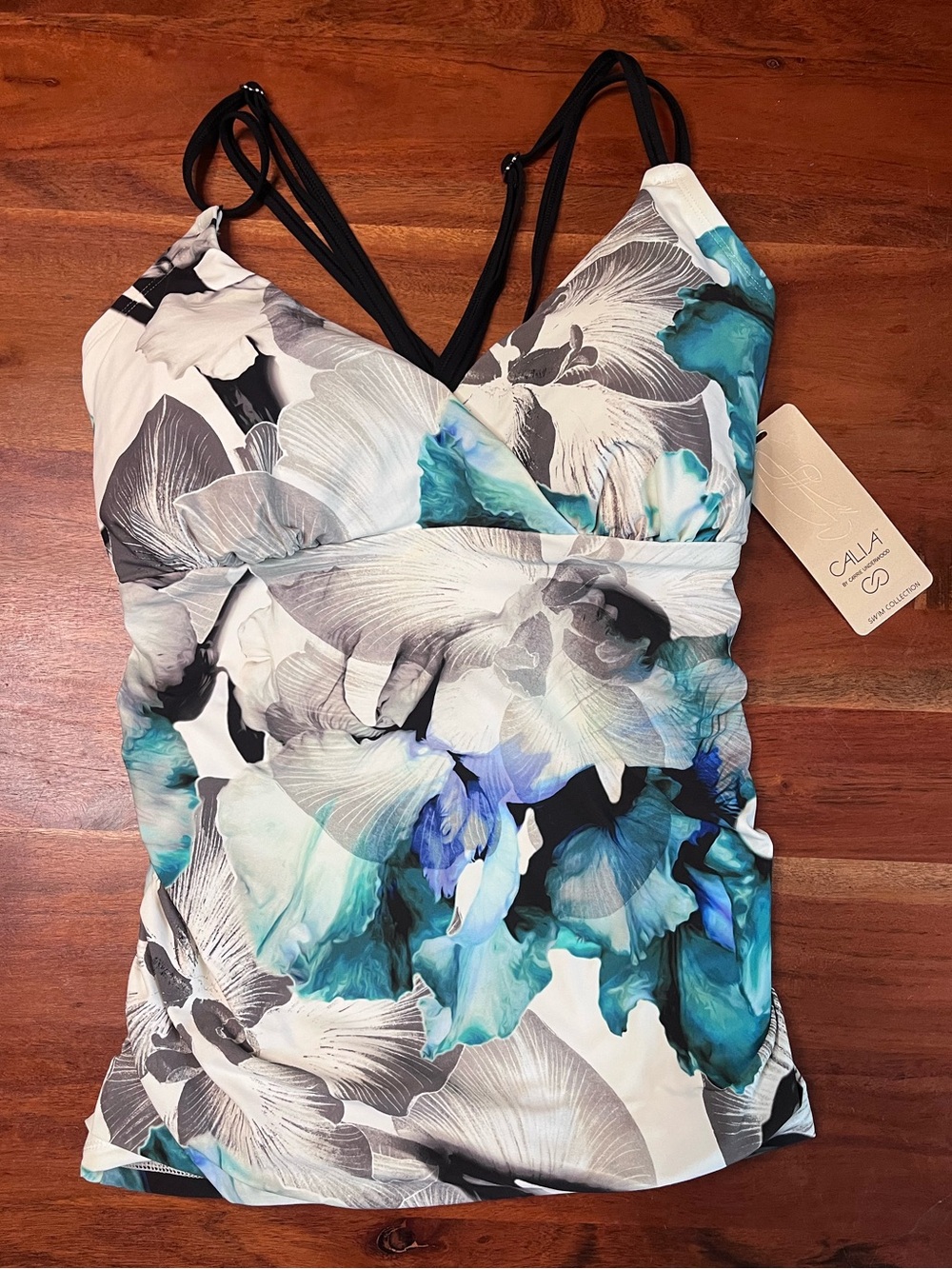 NWT CALIA Tankini Top - Size Large - Ocean Iris